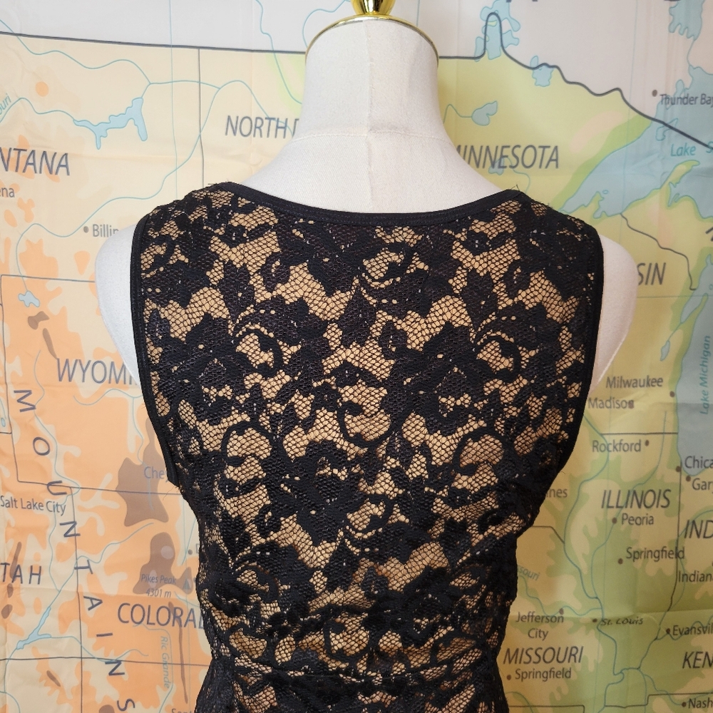 Karen Kane Black Lace Sleeveless V-neck Dress Size M - Picture 8 of 16